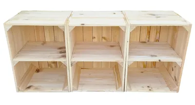 Produktbild von 3er Holzkisten mit Regal - 40x30x24 cm - Dekorative Aufbewahrungsboxen aus Holz