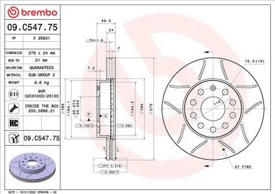 Image de Disque de frein BREMBO 09.C547.75