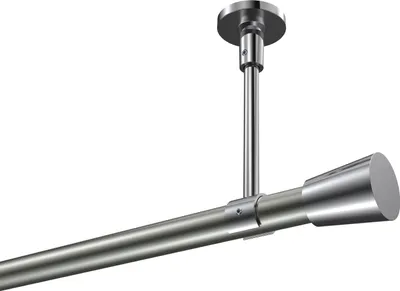 Produktbild von Interdeco Gardinenstange / Vorhangstange Edelstahl-Optik / Chrom, Typ Sonette Sitra (Konus) ohne Ringe, Deckenmontage, 20 mm Ø 1-läufig, 540 cm