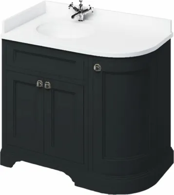 Immagine prodotto di Casa Padrino Mobile lavabo in stile rustico con lavabo Bianco / Nero opaco 98 cm