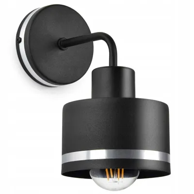 Zdjęcie produktu dla LUXOLAR Kinkiet LED metalowe klosze czarny-chrom E27 60W - lampa ścienna wewnętrzna do salonu, kuchni - oświetlenie ścienne, klasyczny design