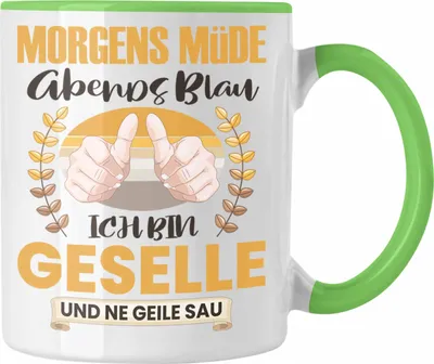 Produktbild von Trendation - Gesellenprüfung Bestanden Tasse Geschenk Geselle 2023 Bestandene Prüfungen Geschenkidee Handwerk Ich Bin Geselle (Grün)