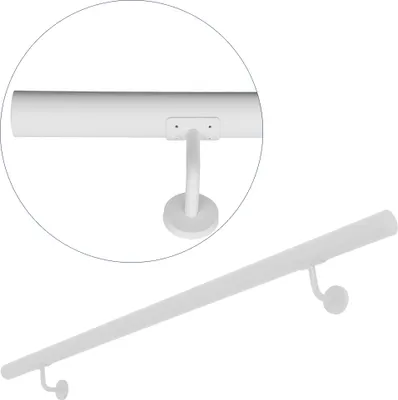 Produktbild von Edelstahl Handlauf 50 - 200 cm Treppengeländer Geländer Wandhandlauf für Treppe aus Edelstahlrohr Komplettset 3 Farben V2Aox, Farbe:Weiß, Länge:150 cm