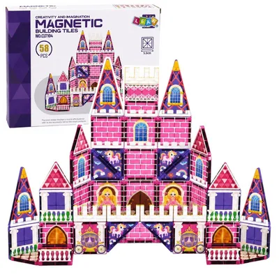 Produktbild von Magnetische Bausteine für Prinzessinnenschloss, 58-teiliges Set in Rosa
