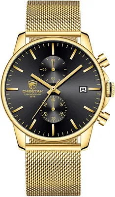 Produktbild von mit modisch, sportlich, Quarz, analog, schwarzes Mesh, Edelstahl, wasserdicht, Chronograph, automatische Datumsanzeige