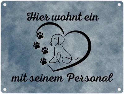Produktbild von Hier wohnt ein Hund mit seinem Personal Metallschild in 15x20 cm