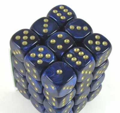 Obrázok produktu pre Chessex Scarab kráľovská modrá/zlatá sada kociek D6 12 mm (36 kusov)