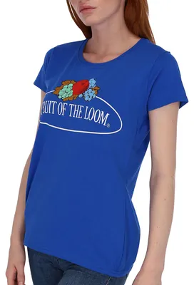 Produktbild von Fruit of the Loom Damen T-Shirt mit großem Vintage-Logo Farbe: royal Größe: S