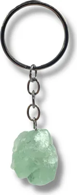 Produktbild von LAVISA roher Edelstein Schlüsselanhänger - Glücksbringer - Kristall - Heilstein - Naturstein Anhänger - handgefertigt (Grüner Fluorit)