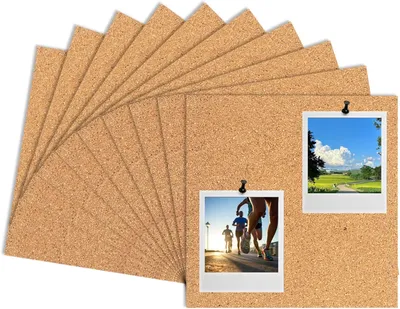 Imagen del producto de Placas de corcho autoadhesivas, 10 unidades, 21 x 21 cm, 6 mm de grosor, para decoración de paredes