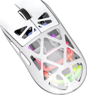 Produktbild von M7 Leichte Gaming-Maeuse 2,4G/BT/Kabelgebunden 3 Modi Konnektivitaet Transparente, hohle, wiederaufladbare Computermaeuse mit LED-Leuchten fuer PC und Laptop