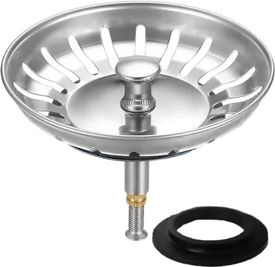Produktbild von Küchenspüle Abflussstopfen mit sieb Ø 80 mm, Spülbecken stöpsel für Knopfsteuerung, Siebkörbchen und Abflusssieb, Blanco spüle zubehör, Für Ablauf ab 80 mm,Für Küchenspüle Blanco Spüle Abflussschutz Stopfen