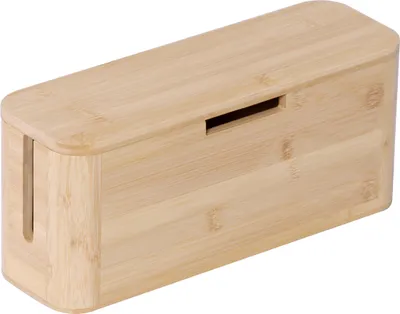 Obrázok produktu pre Relaxdays Skriňa na káble pre zásuvkovú lištu, bambus, magnetické veko, HBT 14,5 x 34 x 11 cm, skrytie káblov, skriňa na zásuvky, prírodná farba