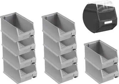 Produktbild von SparSet 10x Graue Sichtlagerbox 3.0 mit Abdeckung | HxBxT 12,5x14,5x23,5cm | 2,8 Liter | Sichtlagerbehälter, Sichtlagerkasten, Sichtlagerkastensortiment, Sortierbehälter