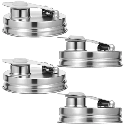4 Edelstahl-Deckel für Mason Gläser, silber, 4 Stück