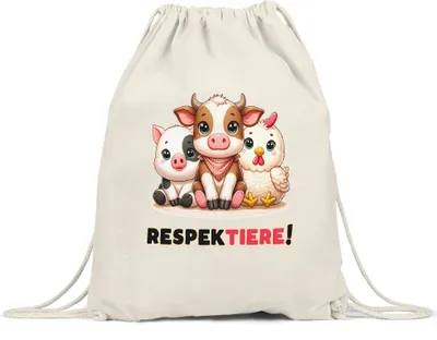 Produktbild von RespekTIERE Süße Tiere Turnbeutel - Umweltbewusst Vegan Geschenk