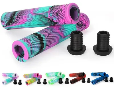 Immagine prodotto di Manopole da 160 mm per scooter da stunt, BMX, mountain bike e bicicletta, in gomma morbida TPR, colore nero e arcobaleno, diametro 22,2 mm