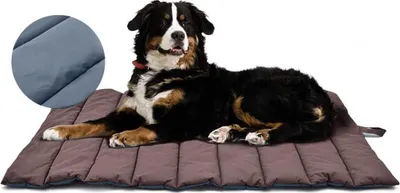 Produktbild von wasserdichte Hundematte für Outdoor, Waschbares Hundebett, Antistatik, Hygienisch, Faltbar, Große Reisedecke für Haustier 110x68 cm (Braun/Blau)