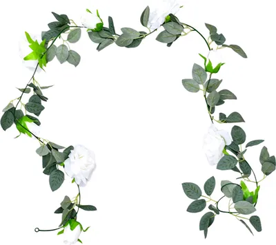 Produktbild von Künstliche Eukalyptus-Rosengirlande, realistisch, für Zuhause, Hochzeit, Garten, drinnen und draußen, Wandbehang, Kunstblume, hängende Ranken, Dekoration