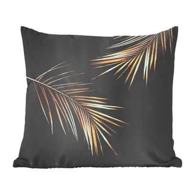 Produktbild von MuchoWow® Zierkissen Sofakissen Wohnzimmer Dekokissen 45x45 cm Blätter - Pflanzen - Gold - Schwarz - Luxus - Schlafpolster - Polster für das Sofa