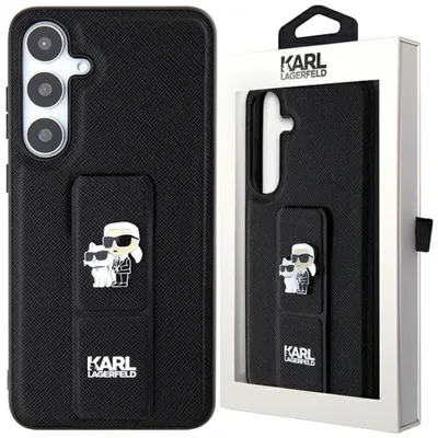 Produktbild von Karl Lagerfeld Gripstand Saffiano Karl & Choupette Pins - Fall Samsung Galaxy S24+ (czarny)