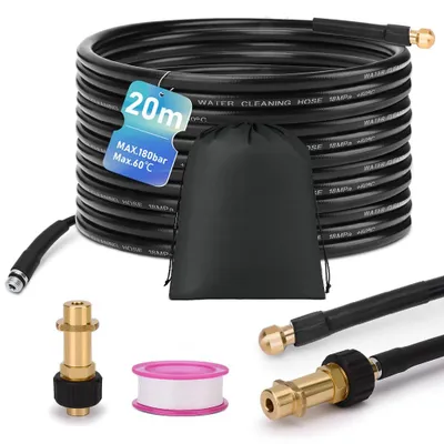 Produktbild von 20m Rohrreinigungsschlauch Set, 180 bar, mit M22 Adapter, universal Rohrreinigungsset, kompatibel mit K2 K3 K4 K5 K6 K7 Hochdruckreiniger