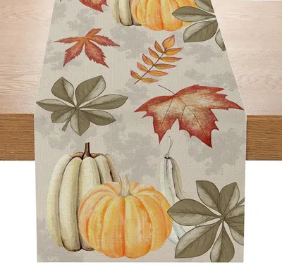 Immagine prodotto di Centrotavola autunnale con zucca e foglia d'acero, 40 x 180 cm, 100% poliestere