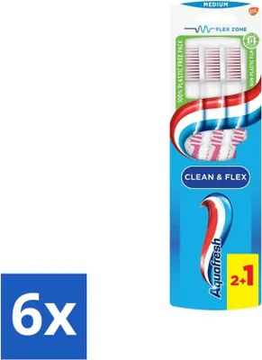 Immagine prodotto di Spazzolino Aquafresh Clean & Flex Medium 3 pezzi - Confezione risparmio - 6 pezzi