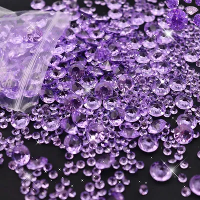Produktbild von ZIOYA Diamanten Deko 4200 Stück Acryl Kristalle Tischdeko Hochzeit 3 Größen Lila