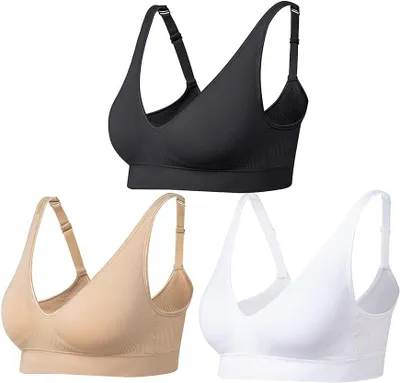 Produktbild von Gepolsterter Damen-BH ohne Bügel, mit verstellbaren Trägern und Hakenverschluss, 3er-Set