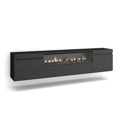 Produktbild von TV-Schrank, Lowboard, 200x35x45cm, Für TV-Geräte bis zu 80", Elektrokamin, Hängend, Schwarz