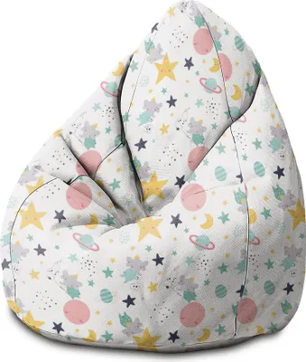 Produktbild von Dreamroots  Sitzsack Kinder mit füllung, Bodenkissen Kinder Sitzsack, Sitzsack Kinderzimmer 70x70x105 cm, , Sitzkissen Boden Kinder, Catching Stars
