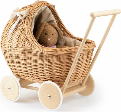 Produktbild von JIPRO® Puppenwagen aus Weide geflecht Lili I. - B 46x T 33 x H 30/45(cm)