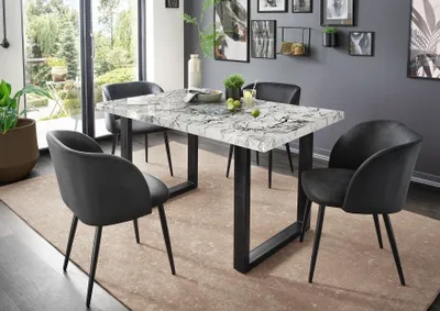 Produktbild von Esstisch >9230-19< in Marmor weiß, MDF - 180x75x90cm (BxHxT)