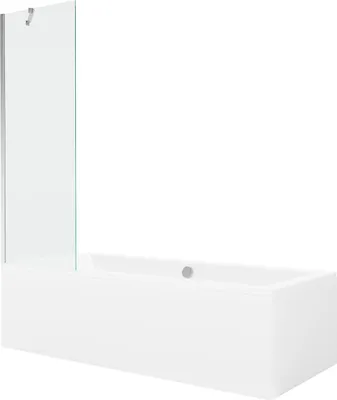 Immagine prodotto di Mexen Cube vasca rettangolare 170 x 80 cm con pannello e paravento a 1 anta 60 cm, trasparente, cromo - 550517080X9506000001