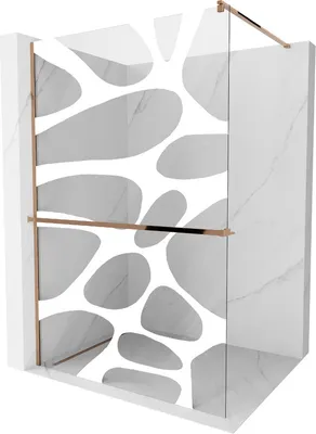 Produktbild von Mexen Kioto+ Duschwand mit Ablage und Reling 120 x 200 cm, Transparent/Weißes Design 8 mm, Rosa Gold - 800-120-121-60-97