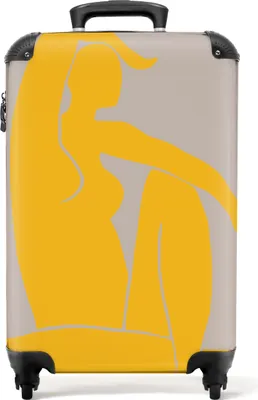 Produktbild von NoBoringSuitcases.com® Koffer Handgepäck Trolley Rollkoffer Kleine Reisekoffer mit 4 Rollen - Frau - Gelb - Grau - Abstrakt - Cabin Size < 55x40x23 cm & 55x40x20 cm - Fotokoffer - Kabinenkoffer - BoardgepäckHandgepäck Koffer 55x35x20 cm, 36L,