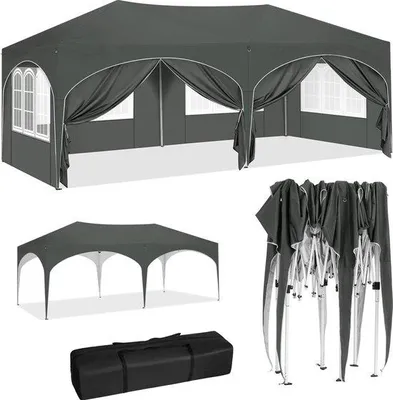 Produktbild von Gartenzelte - Gartenzelt - 300x600cm - Wetterfest und wasserdicht - Gartenpavillon - Grau
