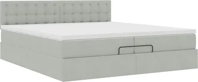 Image de Cadre de lit ottoman avec matelas gris clair 200x200 cm velours