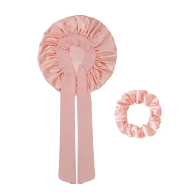 Produktbild von Schlafmütze für Damen aus Satin mit verstellbarem, elastischem Bindeband, Haarschutz, Bade- und Make-up-Übungshut, Schlafhaube, Nachtschlaf-Duschhaube, Champagner