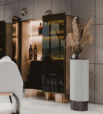Produktbild von Vitrine Schöne Rote Glas Schrank Vitrinen Holz Glas Wohnzimmer Modern Luxus Neu