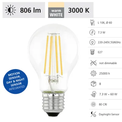Produktbild von EGLO 110187, 7,3 W, 60 W, E27, 806 lm, Weiß