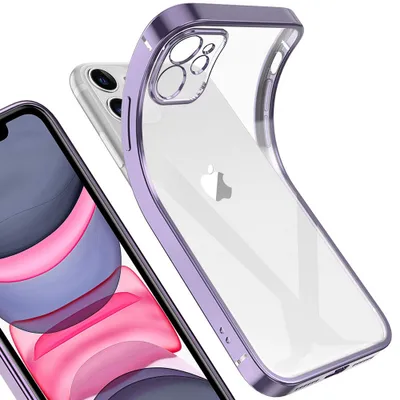 Immagine prodotto di iPhone 11 Case, leggero trasparente Clear Gel TPU Silicone Square Cover Frame Custodia protettiva per iPhone 11 Purple