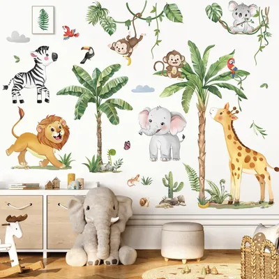 Produktbild von Große Dschungeltiere Wandsticker für Kinderzimmer