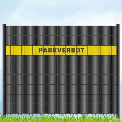 Produktbild von zaun|zu Sichtschutzstreifen mit Laser Beschriftung "PARKVERBOT" Doppelstab Gelb 2,55m