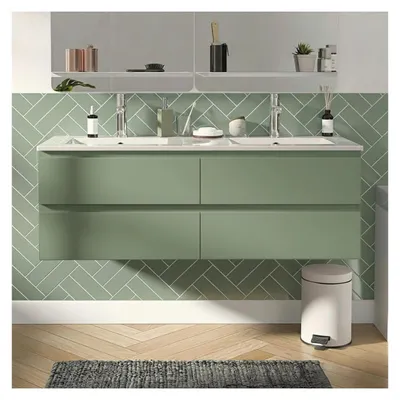 Immagine prodotto di Mobile bagno doppio 120cm con piano in Vetroceramica e rubinetteria SORRENTO