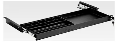 Produktbild von Abschließbare Dokumentenschublade aus Stahl 740 x 250 mm, inkl. Schubladeneinsatz schwarz, Unterbauschublade