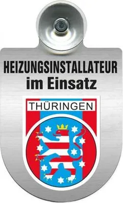 Produktbild von Einsatzschild mit Saugnapf - Heizungsinstallateur - im Einsatz incl. Regionenwappen nach Wahl 393817 Color - Region Thüringen