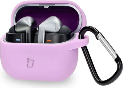 Produktbild von Silikonowe etui z karabińczykiem Bizon Case Headphone Silicone do Galaxy Buds 3/3 Pro, jasnofioletowe