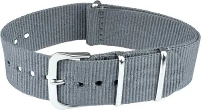 Produktbild von ClassicWatchStraps Nylon Uhrenarmband - Hellgrau, 18 mm, Silber poliert